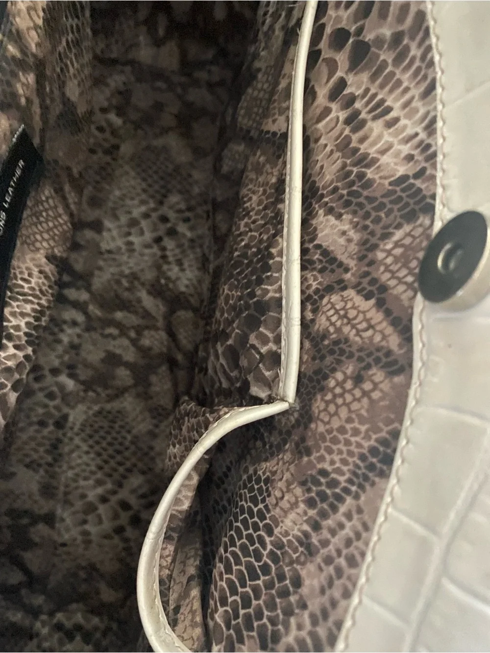 Wilsons Leather Cream Croc-Effect Tote with Snake-Print Interior
